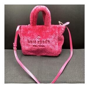 Kate Spade New York Ella Faux Shearling Small Tote Festive Pink Women's EUC